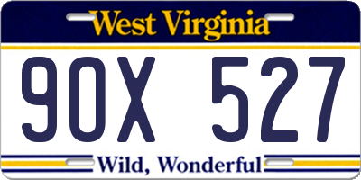 WV license plate 9OX527