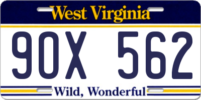 WV license plate 9OX562
