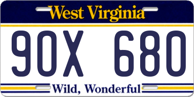 WV license plate 9OX680