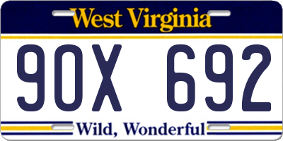 WV license plate 9OX692