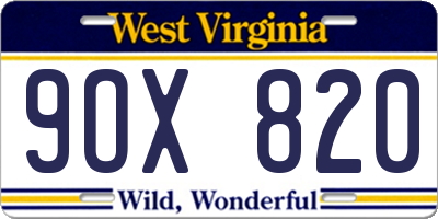 WV license plate 9OX820