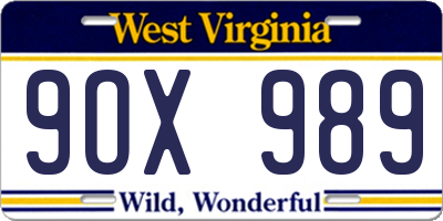 WV license plate 9OX989
