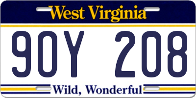 WV license plate 9OY208