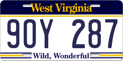 WV license plate 9OY287