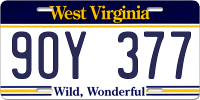 WV license plate 9OY377