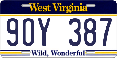 WV license plate 9OY387