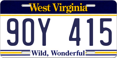 WV license plate 9OY415