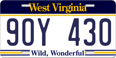 WV license plate 9OY430