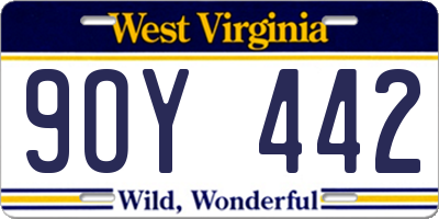 WV license plate 9OY442