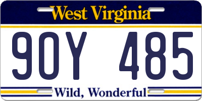 WV license plate 9OY485