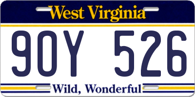 WV license plate 9OY526