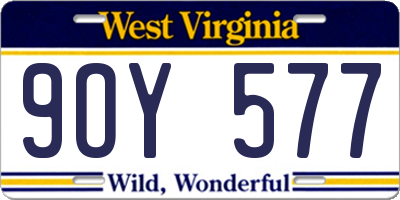 WV license plate 9OY577