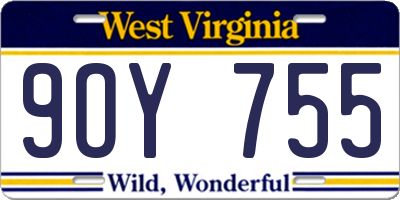 WV license plate 9OY755