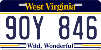 WV license plate 9OY846