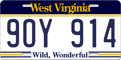 WV license plate 9OY914