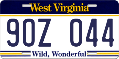 WV license plate 9OZ044