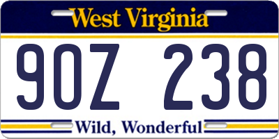 WV license plate 9OZ238