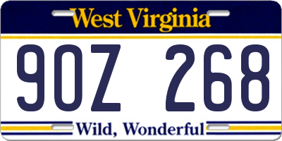 WV license plate 9OZ268