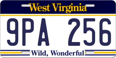 WV license plate 9PA256