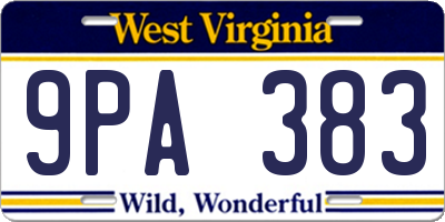WV license plate 9PA383
