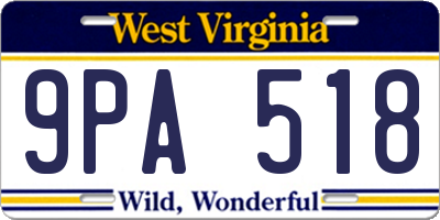 WV license plate 9PA518