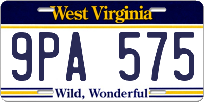 WV license plate 9PA575