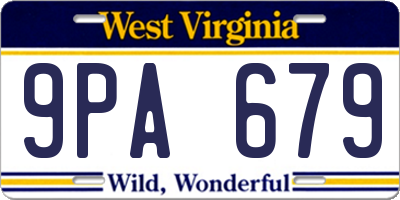 WV license plate 9PA679