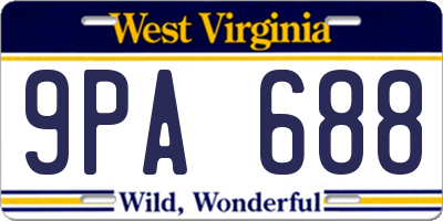 WV license plate 9PA688