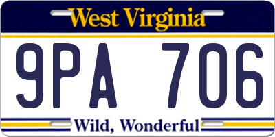 WV license plate 9PA706