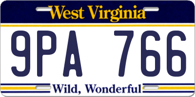 WV license plate 9PA766