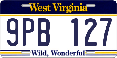 WV license plate 9PB127