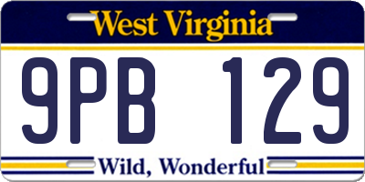 WV license plate 9PB129