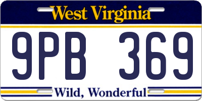 WV license plate 9PB369