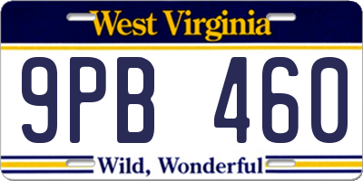 WV license plate 9PB460