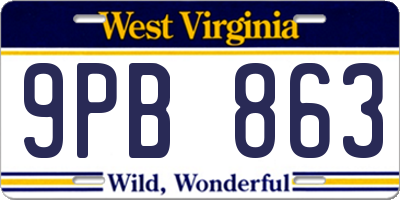 WV license plate 9PB863