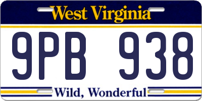WV license plate 9PB938