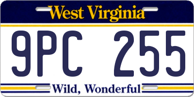 WV license plate 9PC255