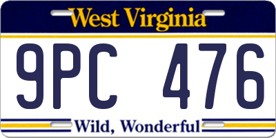 WV license plate 9PC476