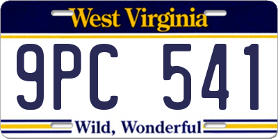 WV license plate 9PC541