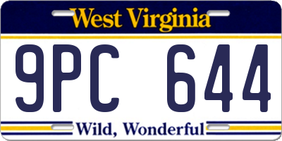WV license plate 9PC644