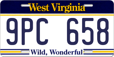 WV license plate 9PC658