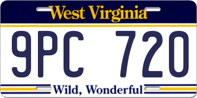 WV license plate 9PC720