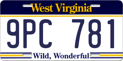 WV license plate 9PC781