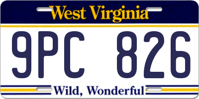 WV license plate 9PC826