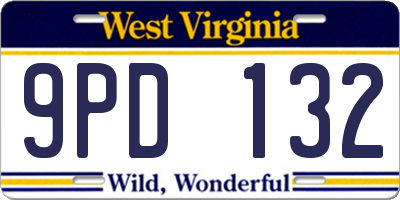 WV license plate 9PD132
