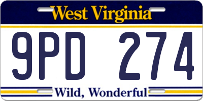 WV license plate 9PD274