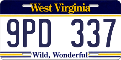 WV license plate 9PD337