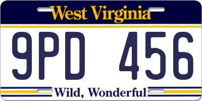 WV license plate 9PD456