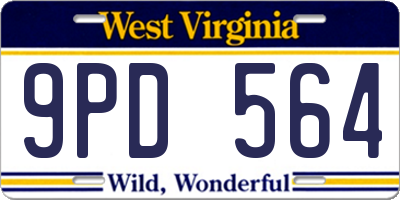 WV license plate 9PD564
