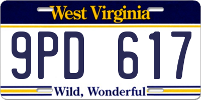 WV license plate 9PD617